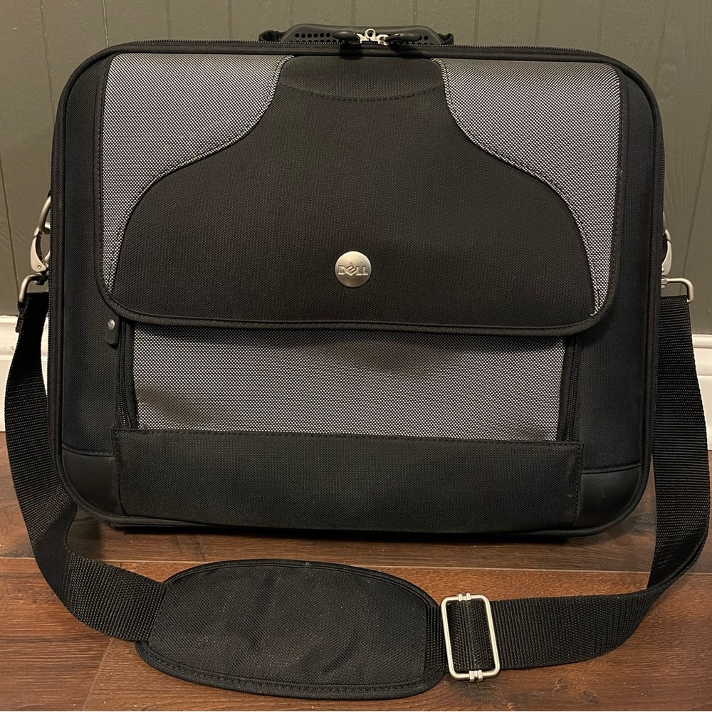 Dell Computer Brief Case Laptop Computer Bag with Zippered Storage Black Silver
